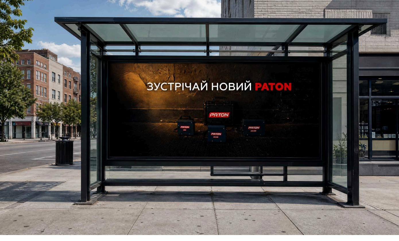 Сітілайт «Зустрічай новий PATON» на зупинці